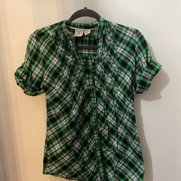 Vintage DCC Missy Green Plaid Shirt with roll up sleeves. - Picture 1 of 3